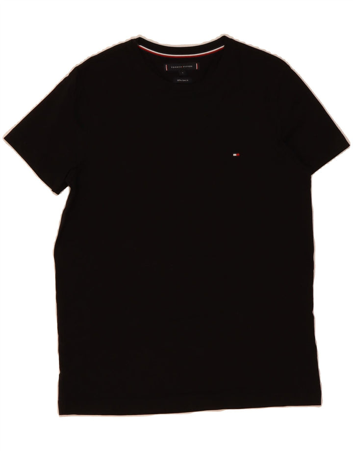 TOMMY HILFIGER Mens Extra Slim T-Shirt Top Small Black Cotton Vintage Tommy Hilfiger and Second-Hand Tommy Hilfiger from Messina Hembry 
