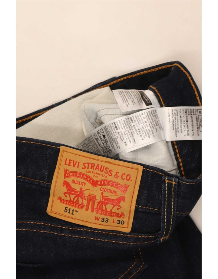 Levi's Hombre 511 Slim Jeans W33 L30 Algodón Azul Marino