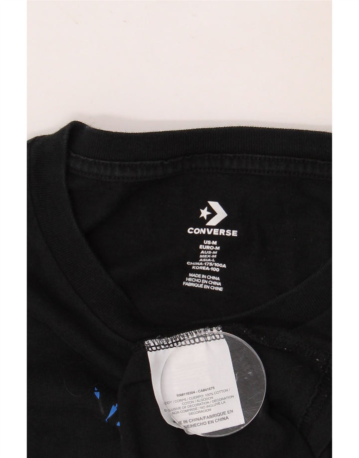 CONVERSE Camiseta estampada para hombre Top mediano de algodón floral negro