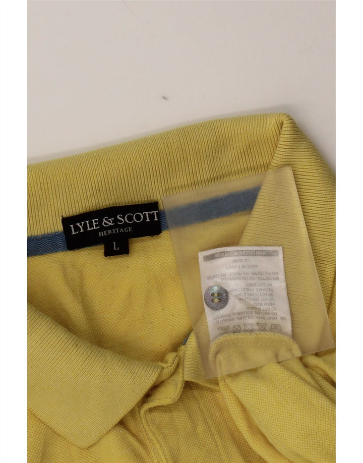 Lyle & Scott Polo para hombre de algodón amarillo grande