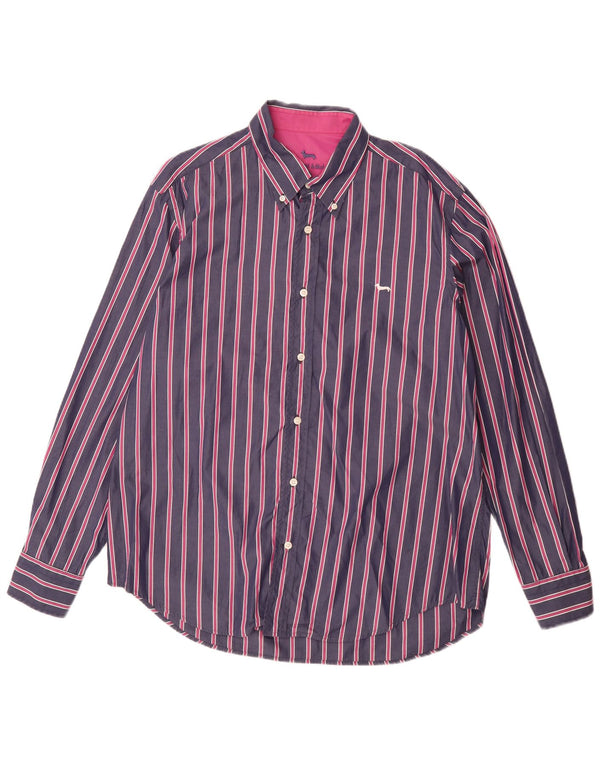 Camisa Harmont & Blaine para hombre 2XL Algodón a rayas azul marino