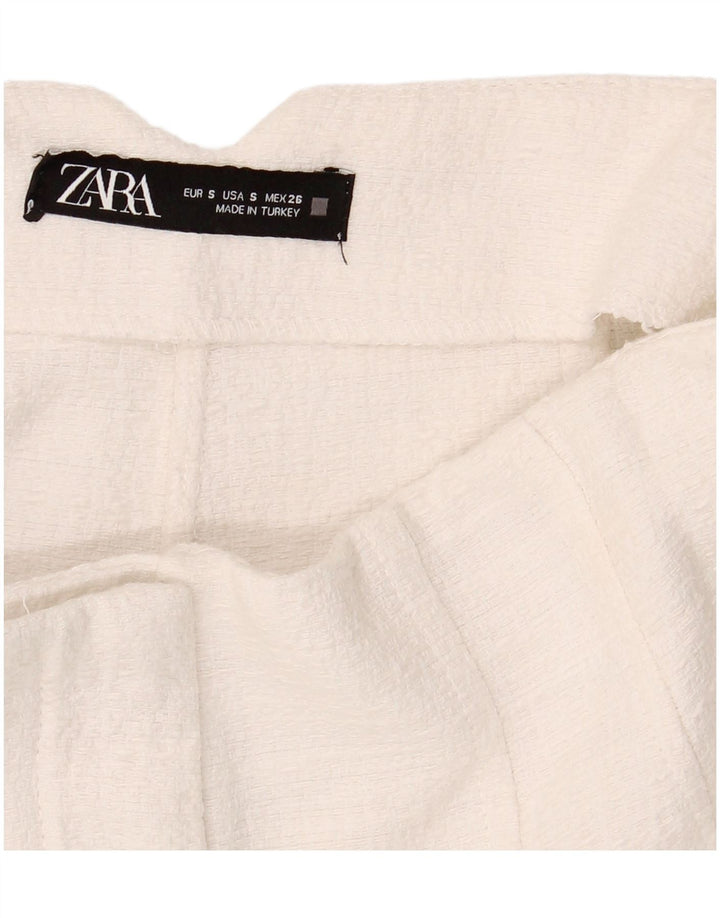 Zara Mujer Pantalones Calientes De Cintura Alta Pequeño W26 Blanco