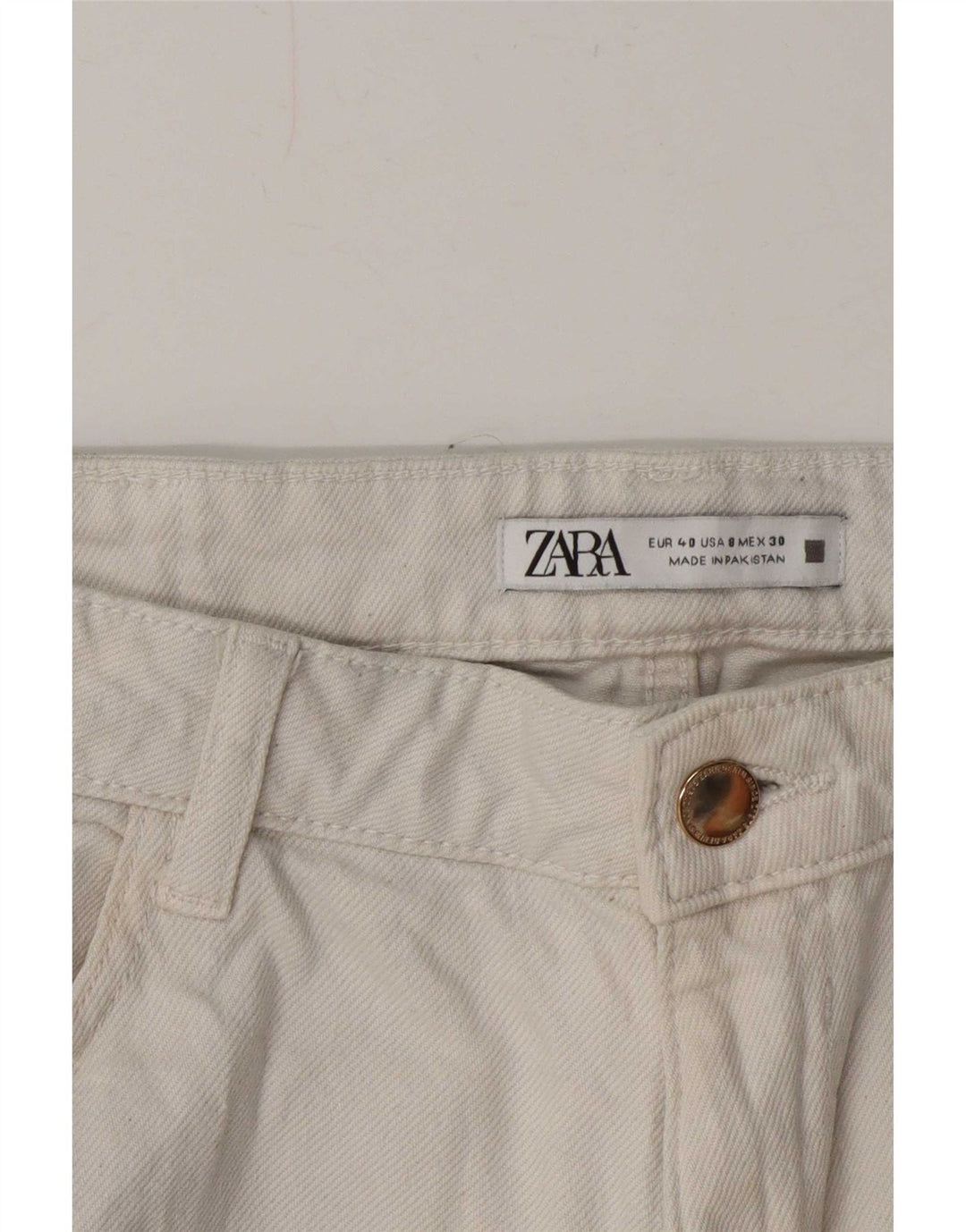 Zara Jeans Rectos Mujer EU 40 Medium W30 L26 Blanco Roto