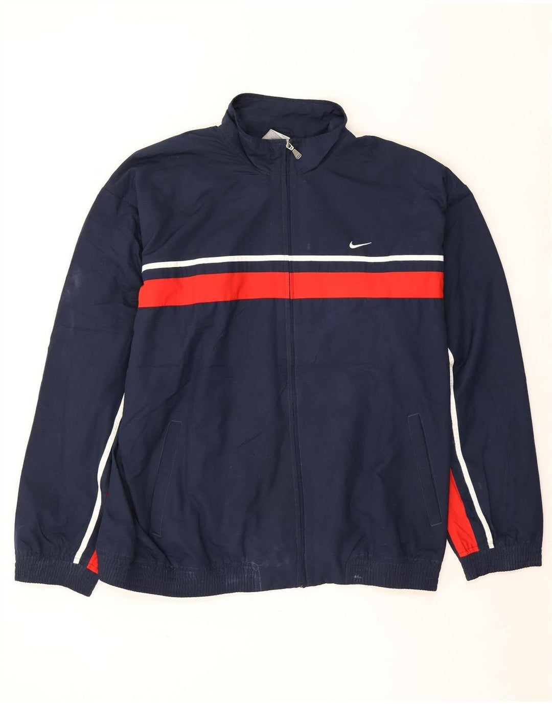 Nike Chaqueta de chándal para hombre UK 44/46 XL Azul marino Colorblock Poliéster