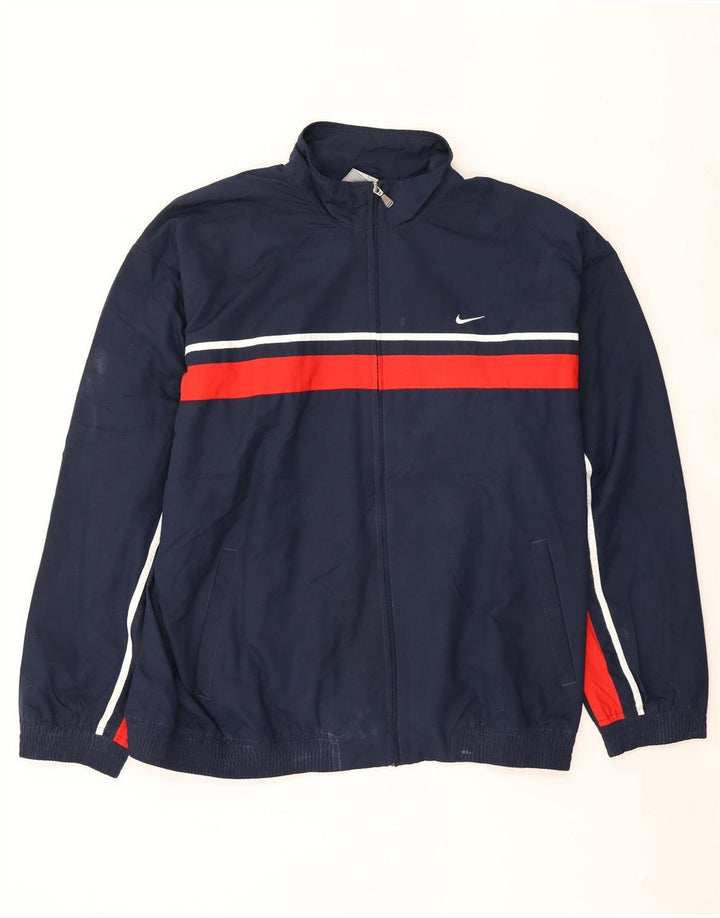 Nike Chaqueta de chándal para hombre UK 44/46 XL Azul marino Colorblock Poliéster
