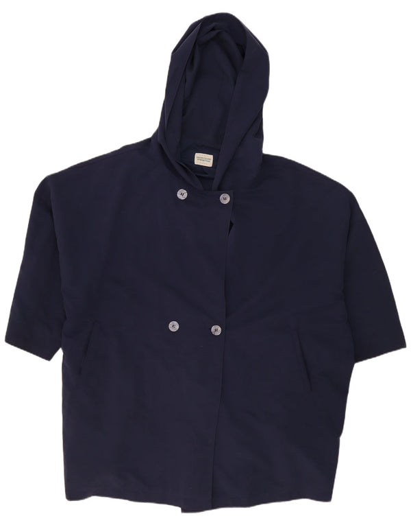 Benetton Mujer Abrigo Extragrande De Doble Botonadura Con Capucha ES 40 XL Azul Marino