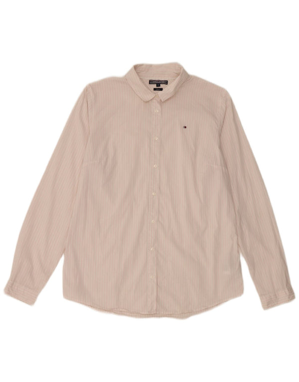 Tommy Hilfiger Camisa ajustada para mujer US 12 Grande Algodón a rayas blancas