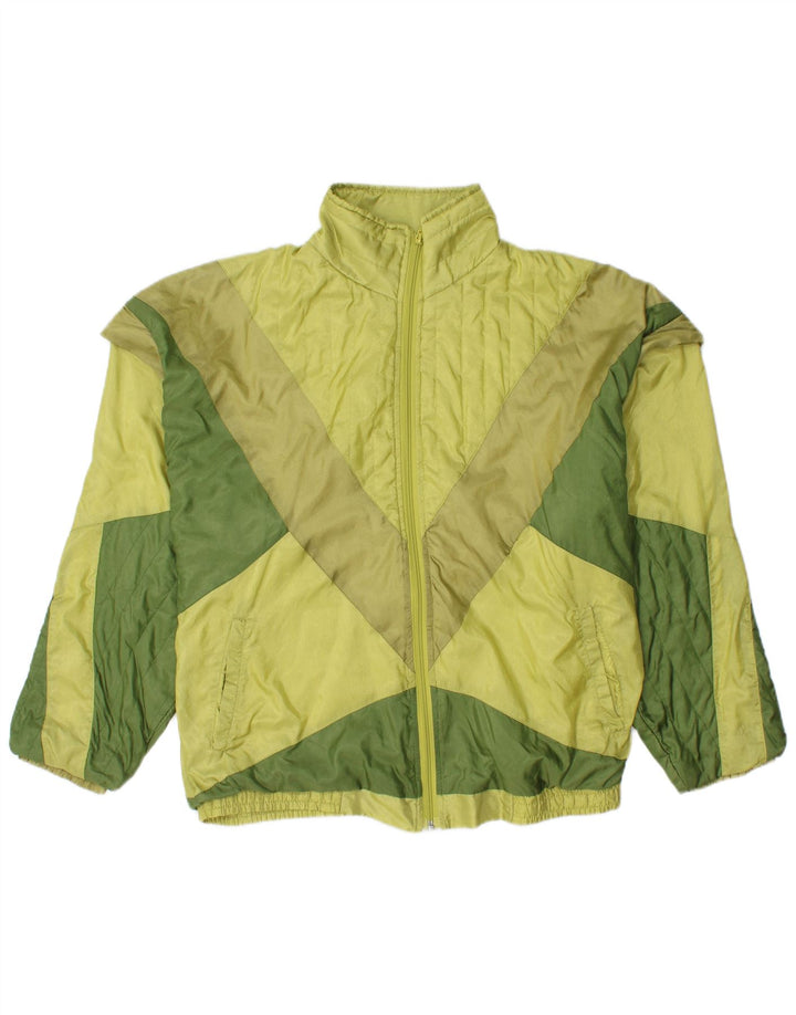 Vintage hombres chándal top chaqueta grande verde colorblock