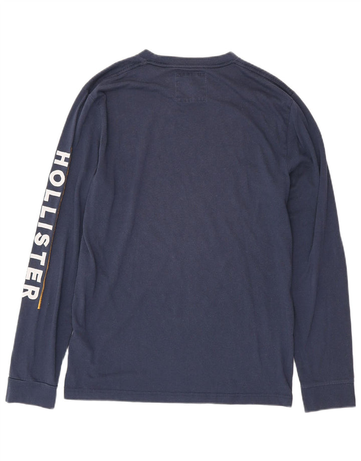 HOLLISTER Top gráfico para hombre de manga larga de algodón azul marino medio