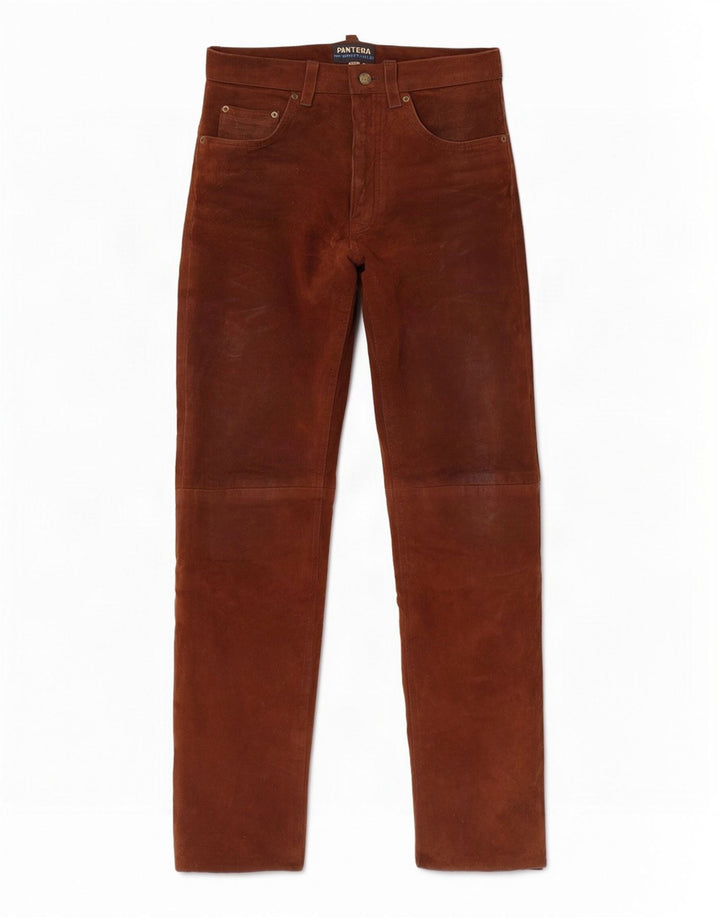 Pantera Pantalón Recto De Ante Para Hombre W31 L33 Cuero Marrón