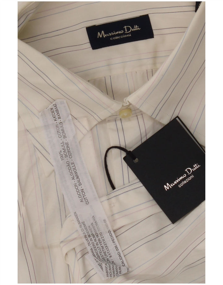 MASSIMO DUTTI Camisa Hombre Talla 43 Grande Algodón Rayas Blancas