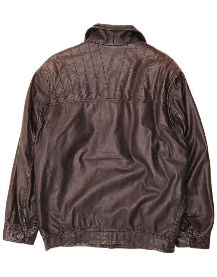 VINTAGE Chaqueta de cuero para hombre Reino Unido 40 Cuero negro grande