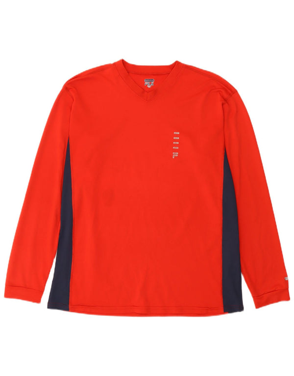 Fila Hombre Top Manga Larga Grande Rojo Colorblock Poliéster