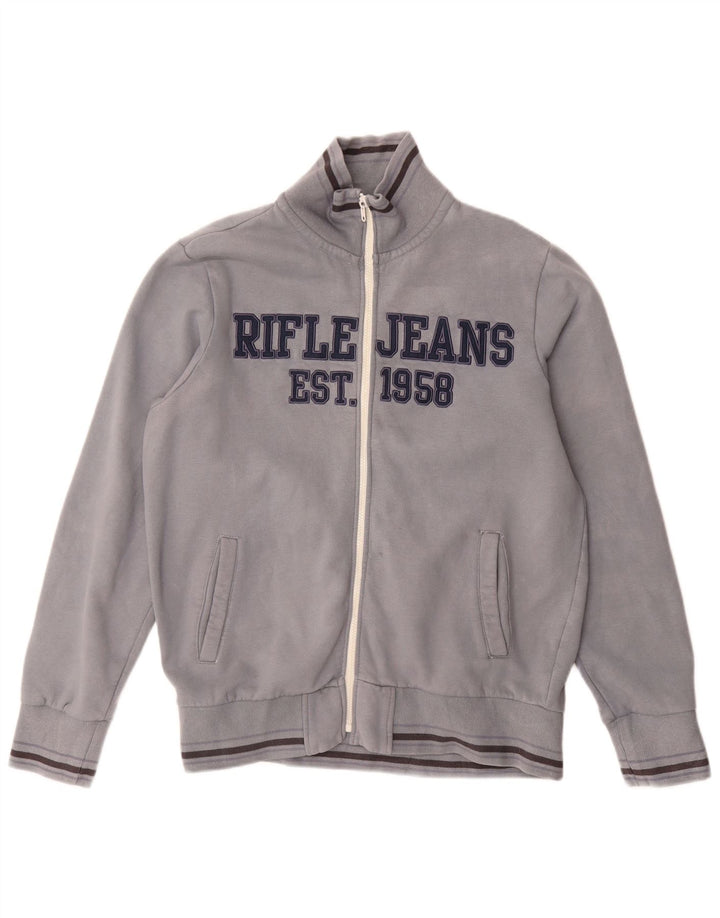 Rifle Hombre Gráfico Chándal Top Chaqueta Grande Gris Poliéster