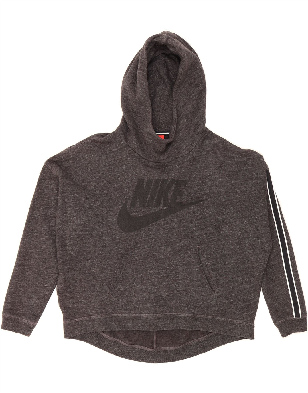 NIKE Womens Oversized Graphic Hoodie Jumper UK 14 Medium Grey Cotton Vintage Nike and Second-Hand Nike from Messina Hembry 