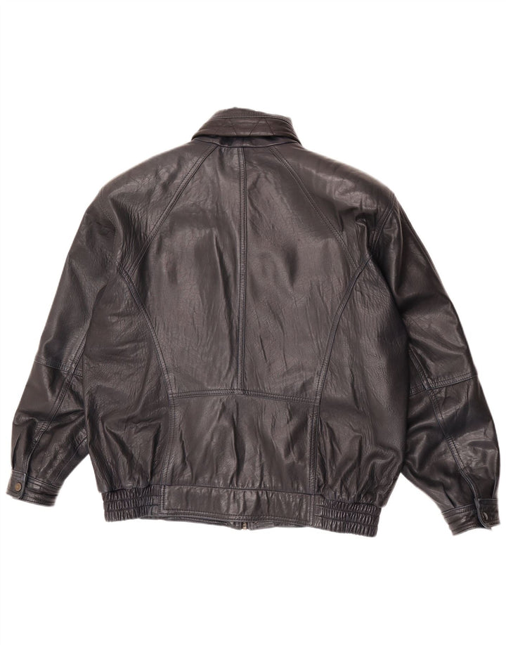 Vintage chaqueta de cuero para hombre EU 52 XL cuero azul marino