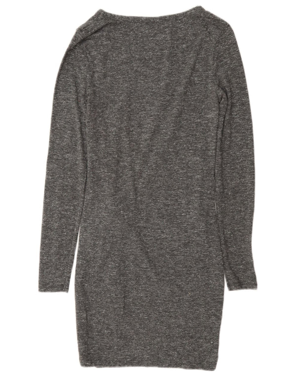 Topshop Vestido tubo de manga larga para mujer UK 8 Small Gris moteado
