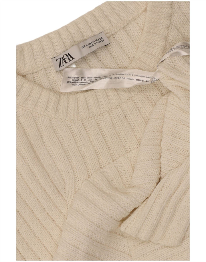 Zara Mujer Chaleco Tank Top UK 12 Medium Blanco Algodón