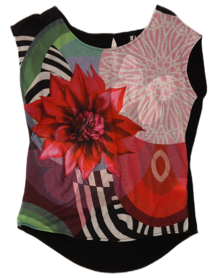 Desigual Blusa gráfica para mujer Top Reino Unido 40 Medio Multicolor Floral