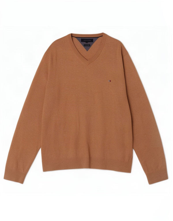 Tommy Hilfiger Jersey con Cuello en V para Hombre XL Algodón Marrón
