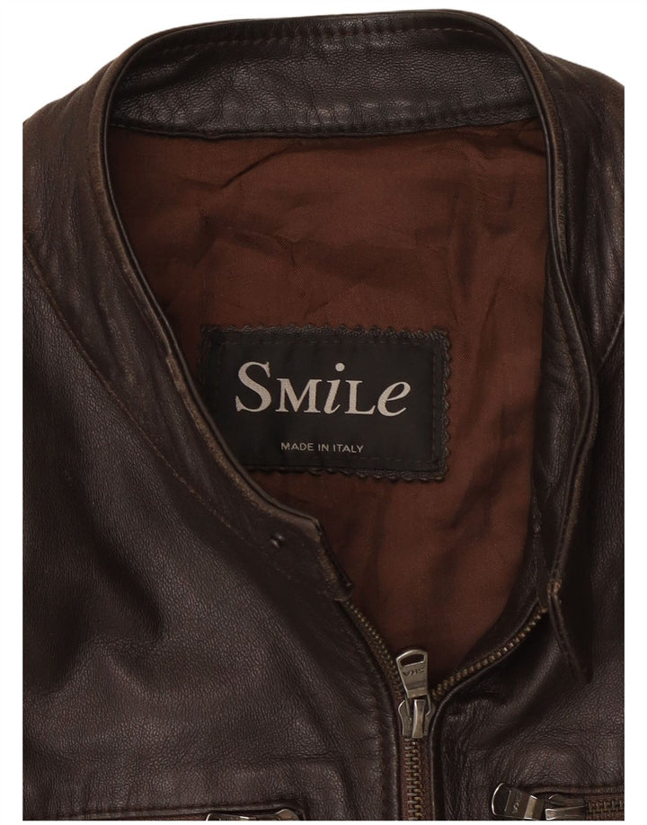 Chaqueta de cuero vintage para hombre Reino Unido 38 Marrón medio