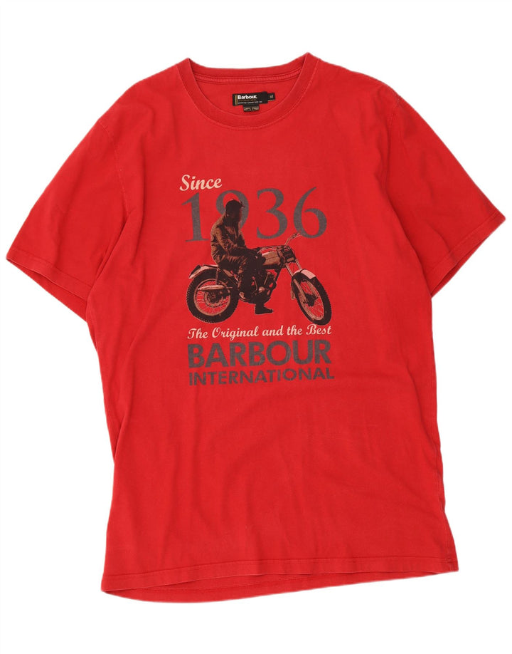 Barbour Camiseta Gráfica Hombre Top XL Algodón Rojo