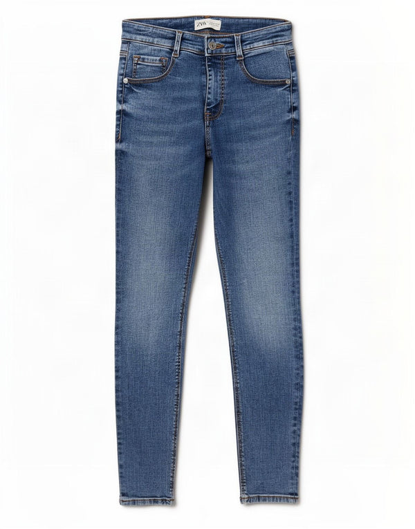 Zara Vaqueros Pitillo Mujer EU 36 XS W26 L27 Algodón Azul