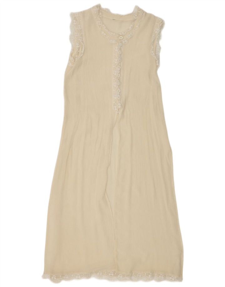 Vintage mujer slip vestido Reino Unido 10 pequeño blanco apagado