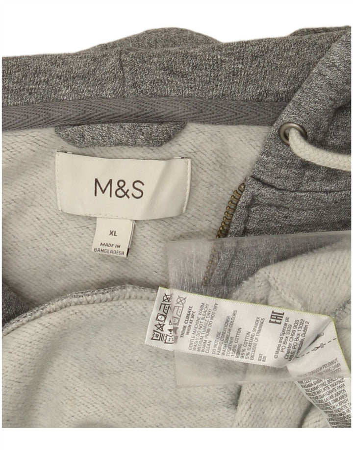 Marks & Spencer Sudadera con capucha y cremallera para hombre XL Algodón gris