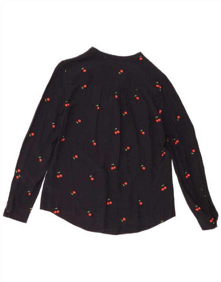 HOBBS Blusa extragrande de manga larga para mujer UK 10 Small Black Floral