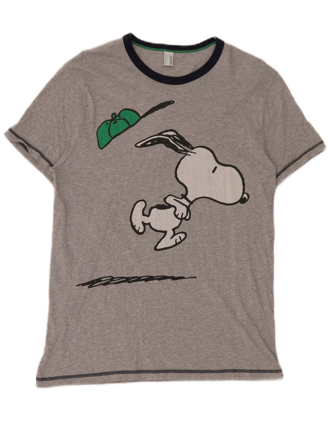 Benetton Hombre Camiseta Estampada Peanuts Gris Medio