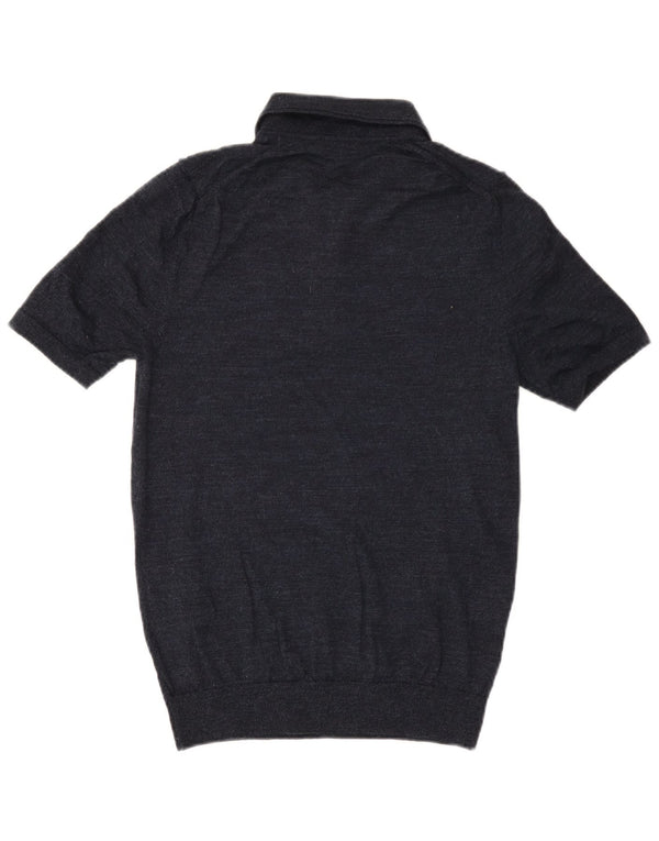 Jersey Reiss Hombre de manga corta con cuello tipo polo y moteado en azul marino medio