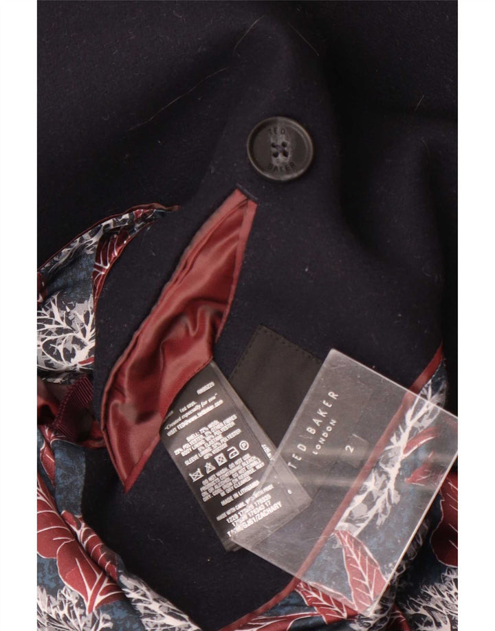 Ted Baker - Chaquetón para hombre, talla 2, talla pequeña, lana azul marino