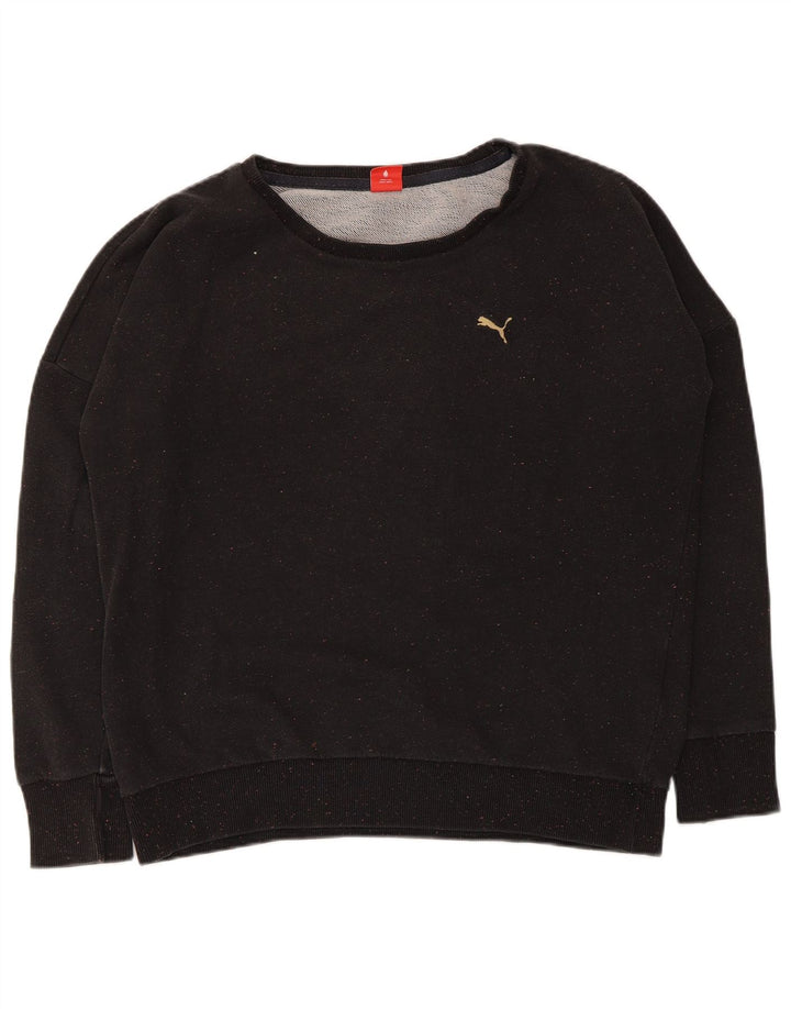 Puma - Sudadera extragrande para mujer, talla 40, talla grande, algodón moteado negro