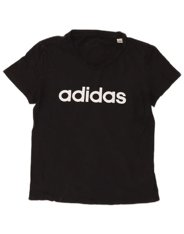 Adidas Camiseta gráfica para mujer Top UK 12/14 Mediano Negro Algodón