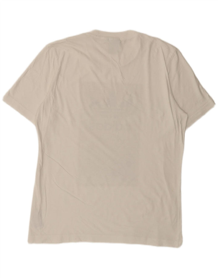 Adidas - Camiseta gráfica para hombre, talla mediana, algodón blanco