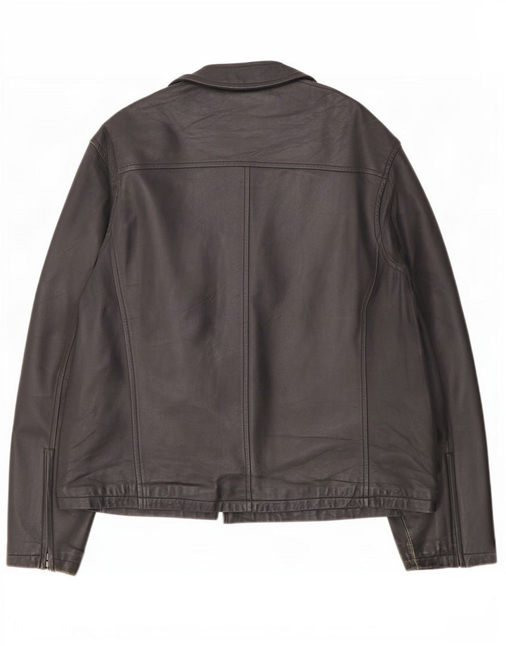 Vintage chaqueta de cuero para hombre Reino Unido 44 2XL negro