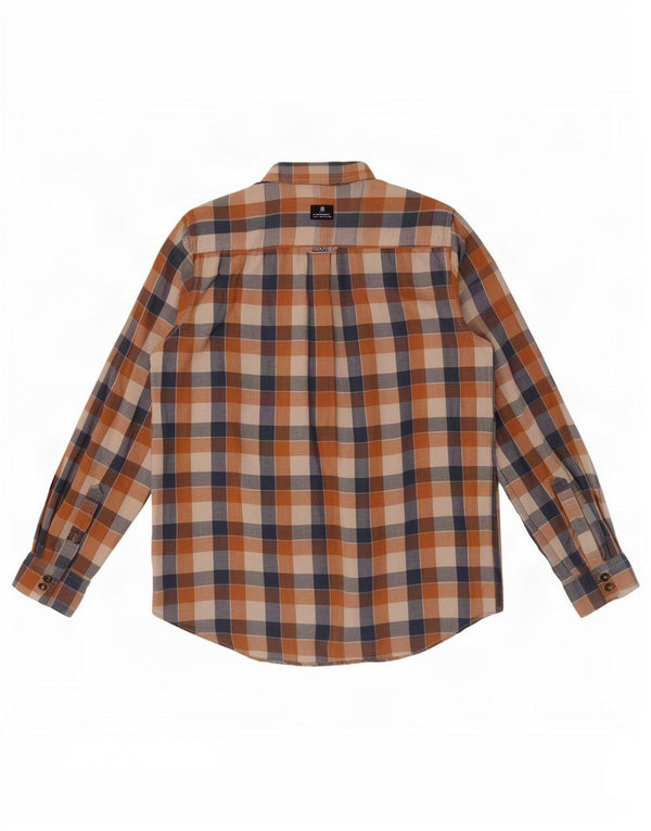 Crew Clothing Camisa de corte clásico para hombre Algodón a cuadros marrón grande
