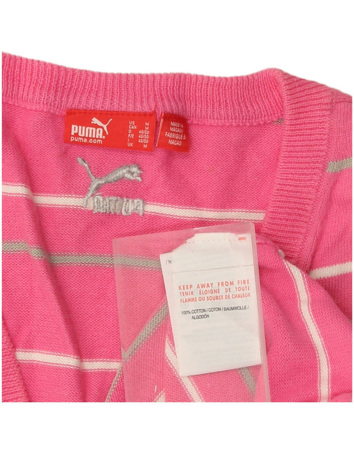 Camiseta sin mangas Puma para hombre de algodón a rayas rosa medio
