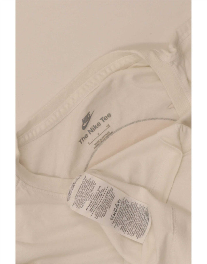 Nike Camiseta gráfica de manga larga para hombre, talla pequeña, algodón blanco