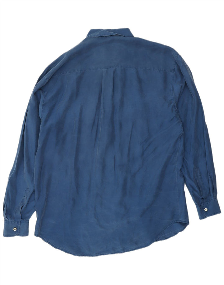 Camisa VINTAGE Hombre Seda Azul Medio