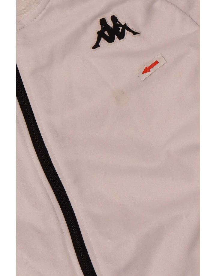 Kappa Mujer Gráfico Chándal Top Chaqueta UK 10 Small Blanco Colorblock
