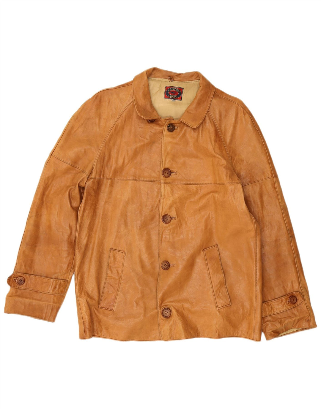 GB.PEDRINI Chaqueta de cuero para hombre IT 48 Cuero beige medio