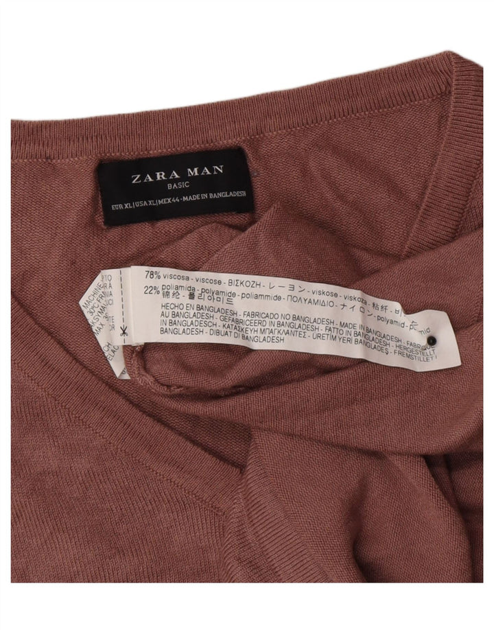 Zara Hombre Jersey Cuello Pico XL Viscosa Rosa