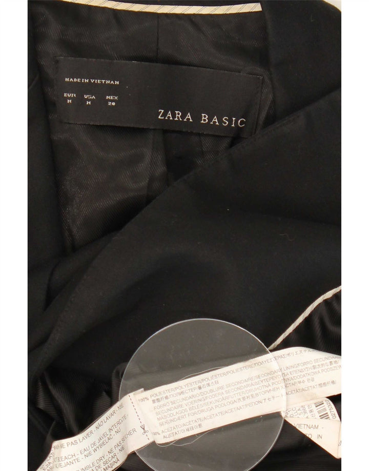 Zara Mujer Chaqueta Blazer De 1 Botón UK 42 Mediano Poliéster Negro
