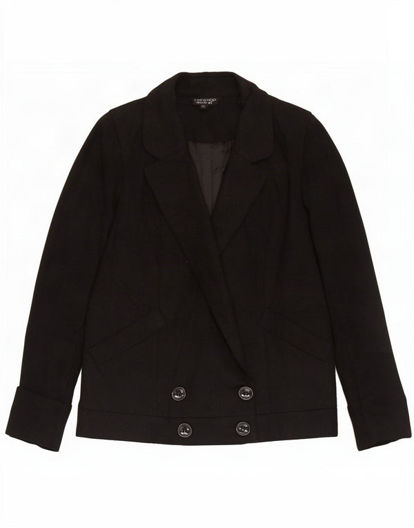 Topshop Chaqueta tipo blazer con doble botonadura para mujer UK 8 Small Lana negra