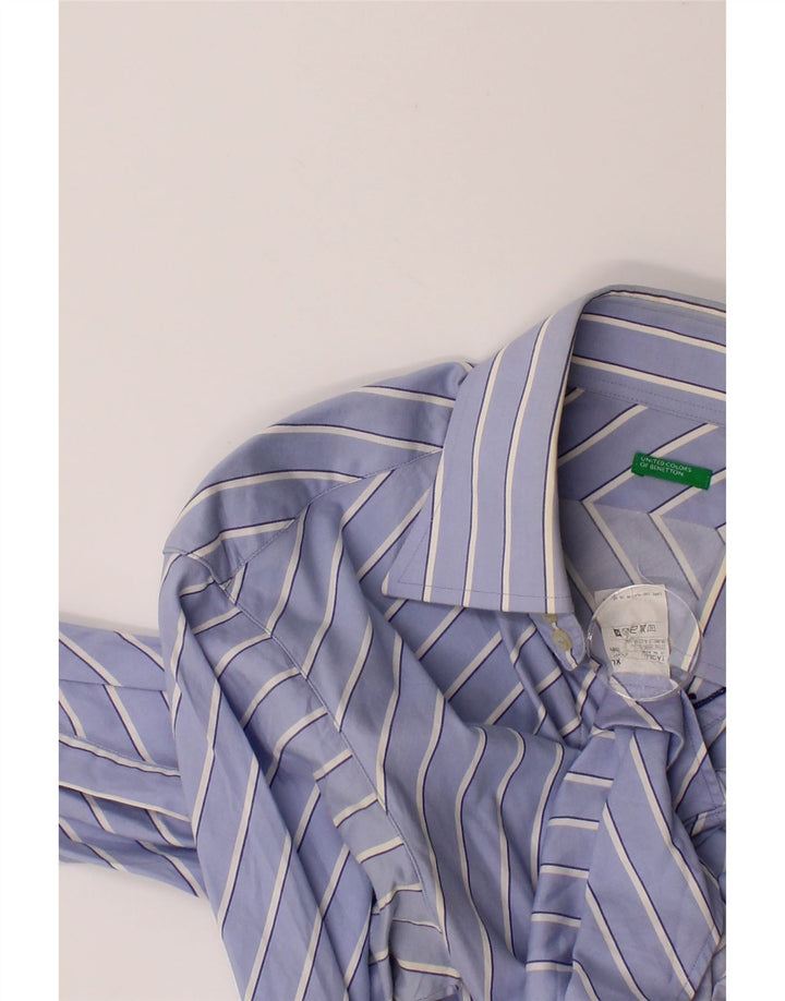 BENETTON Mens Shirt XL Blue Striped Cotton Vintage Benetton and Second-Hand Benetton from Messina Hembry 