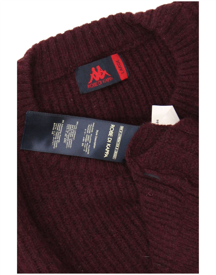 KAPPA Suéter de gran tamaño con cuello redondo para mujer UK 46 Large Lana granate