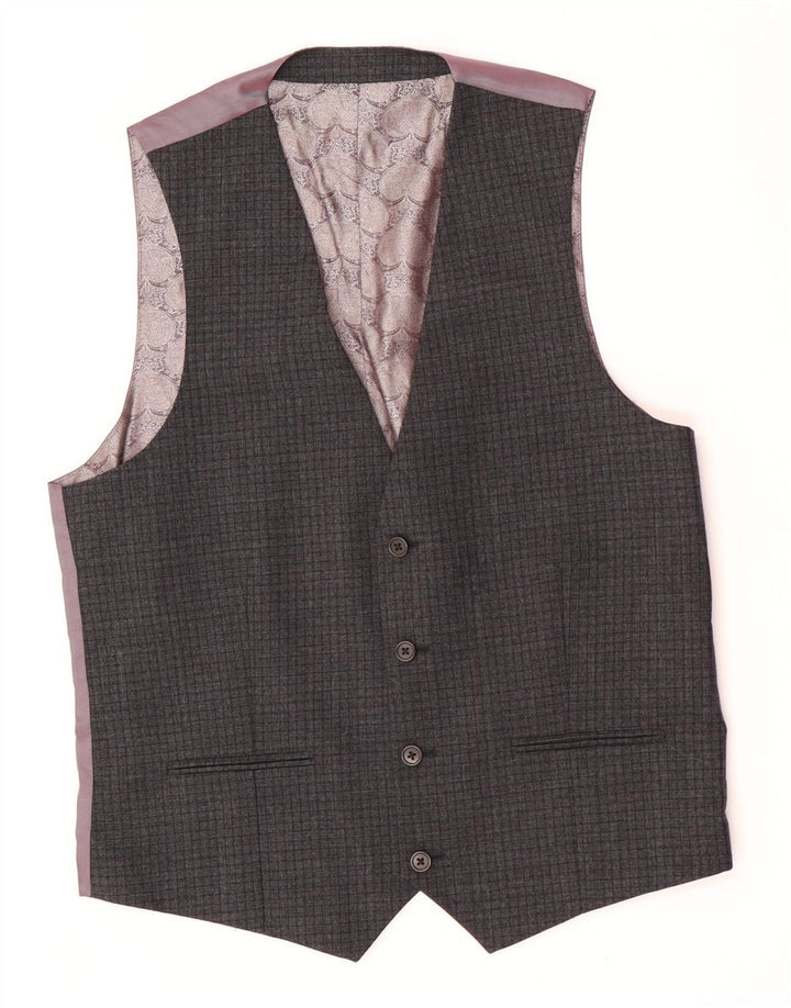 Ted Baker Chaleco para hombre US 40 Lana a cuadros gris grande