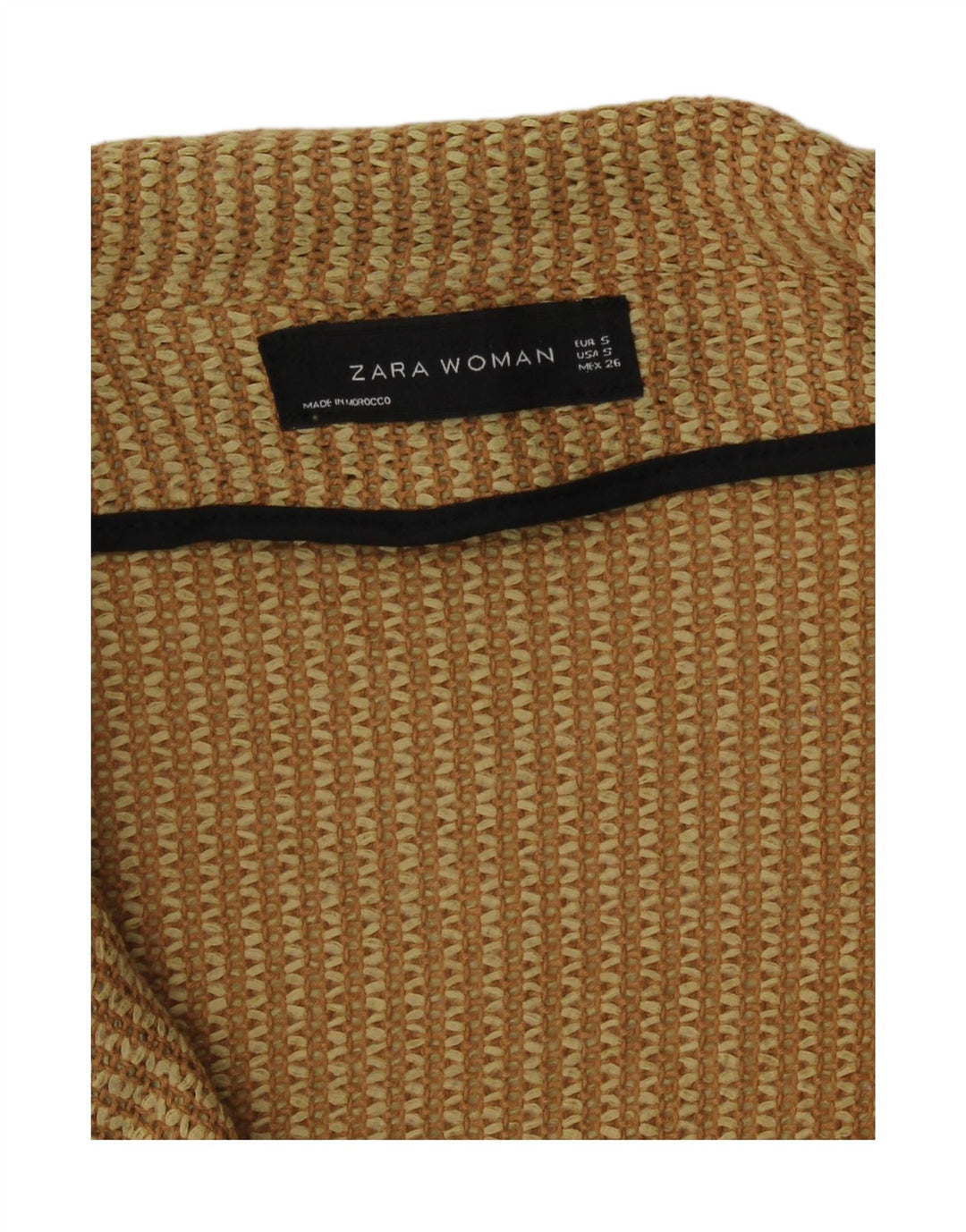 Zara Mujer Abrigo De Punto De Doble Botonadura Reino Unido 10 Pequeño Algodón Amarillo